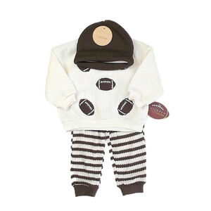 Chickpea Boys Ivory | Brown Football Apparel Sets size: 12 Months
